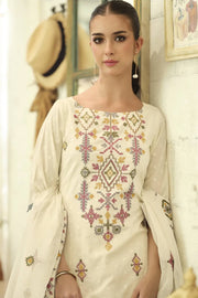 Stylish Cotton Jacquard Embroidery Straight Cut Salwar Suit